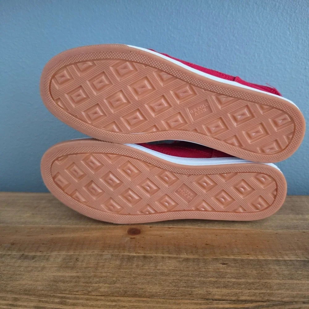 U.S. Polo Assn Womens High Top‎ Sneaker Red Mila4 Side Zip Canvas 6.5